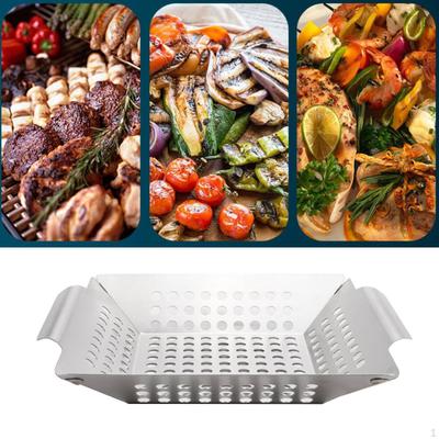 Barbecue Grill Basket for Meat Large Square Wok BBQ Accessory
