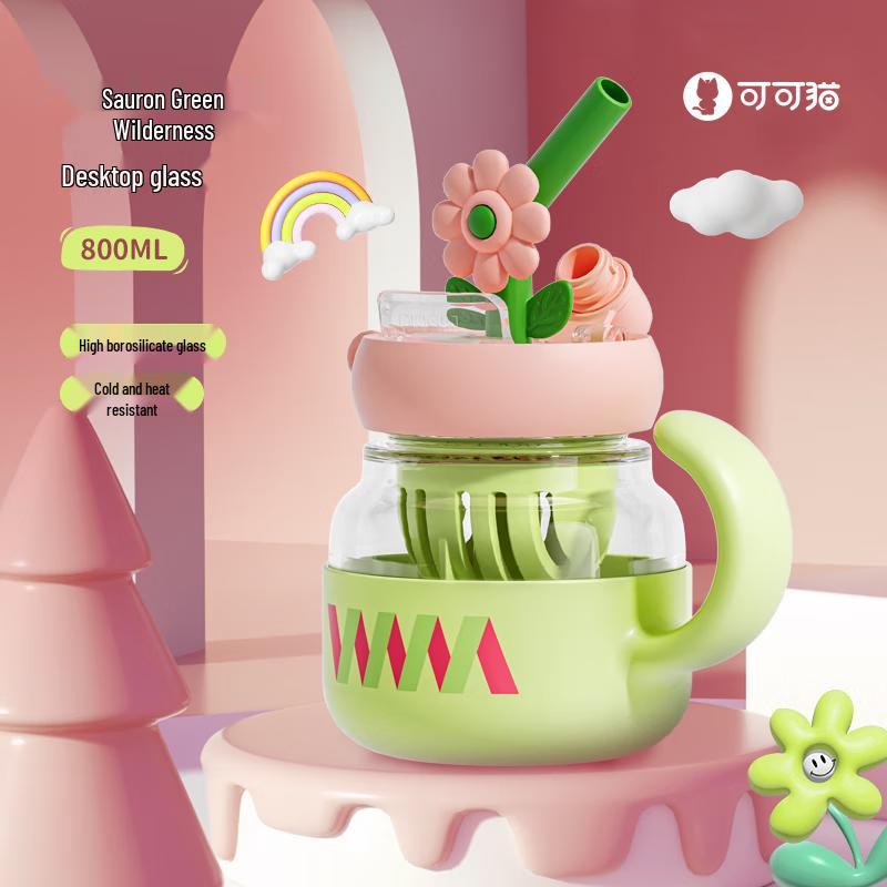 Kekemao Flower Swirl Anti-Fall Glass Desktop Cup