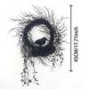 Simulation Crow Wreath Door Hanging Wreath Rattan Ring Horror Party Decoration 45CM