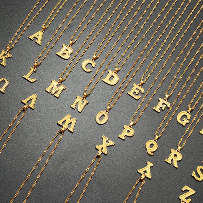 26 Alphabet Gold Plated Pendant Necklace Accessories Initial Necklace For Women Dainty Gold Letter A-Z Pendant