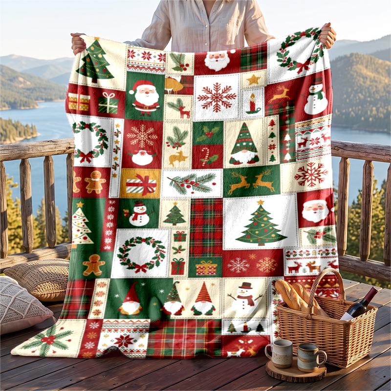 Christmas Flannel Throw Blanket Soft Warm Cozy For Sofa Bed Indoor Home Use Great Holiday Gift