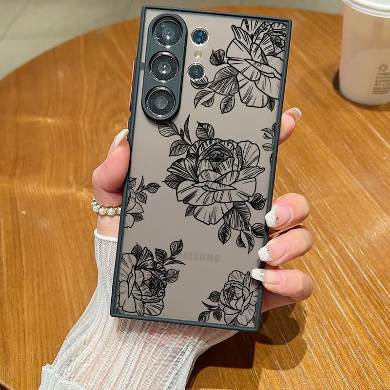 Ultra Slim Frosted Black Case für Samsung S24 S23+ S22 S21FE A51 A71 A13 4G A52 A34 A54 5G Note 20 Soft Edge PC Bumper Cover