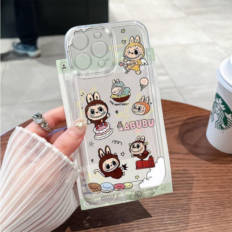 Cute Labubu Transparent Phone Case for iPhone 17/16/14/13/12/11