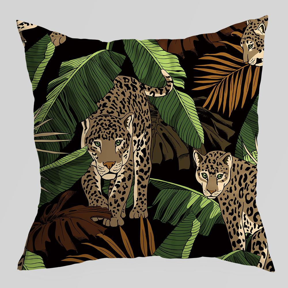 New Green Plant Tiger Pillowcase American Geometric Peach Leather Velvet Printed Home Pillow Sofa Bedside Cushion Cover