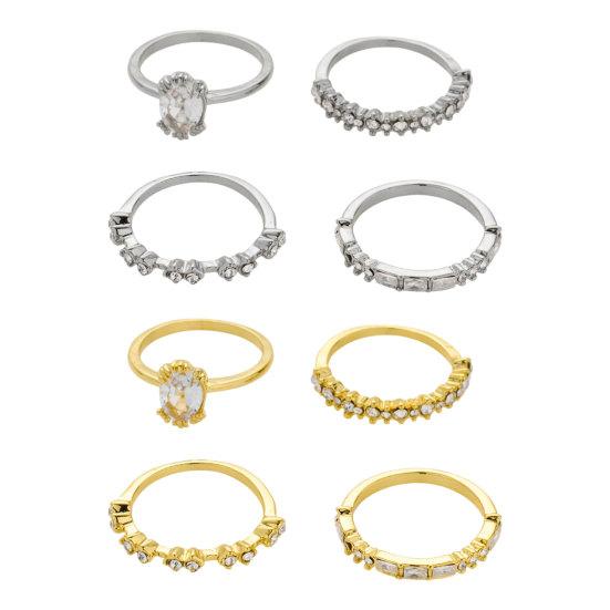 4 Pcs Stackable Rings for Women, Sparkly Cubic Zirconia Rings, Minimalist Statement Wedding Engagement Promise Rings