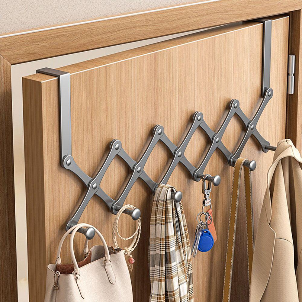 No-Punch Clothes Coat Hooks Retractable Hanging Coat Rack Clothing Hangers  Kitchen Supplies