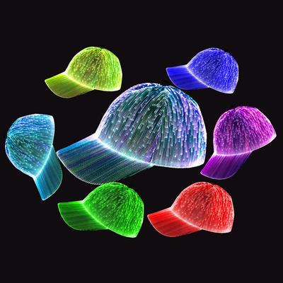 Cappellino luminoso a becco d'anatra con fibra ottica a LED, nero e bianco - Perfetto per abbigliamento sportivo e outdoor