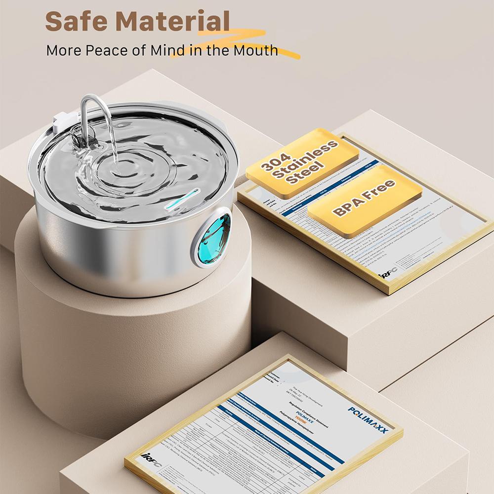 7L USB Stainless Steel Faucet Cat Fountain Visible Water Level Cats Drinking Fountain Ultra Quiet Pump Automatic Pet Dog Bowl