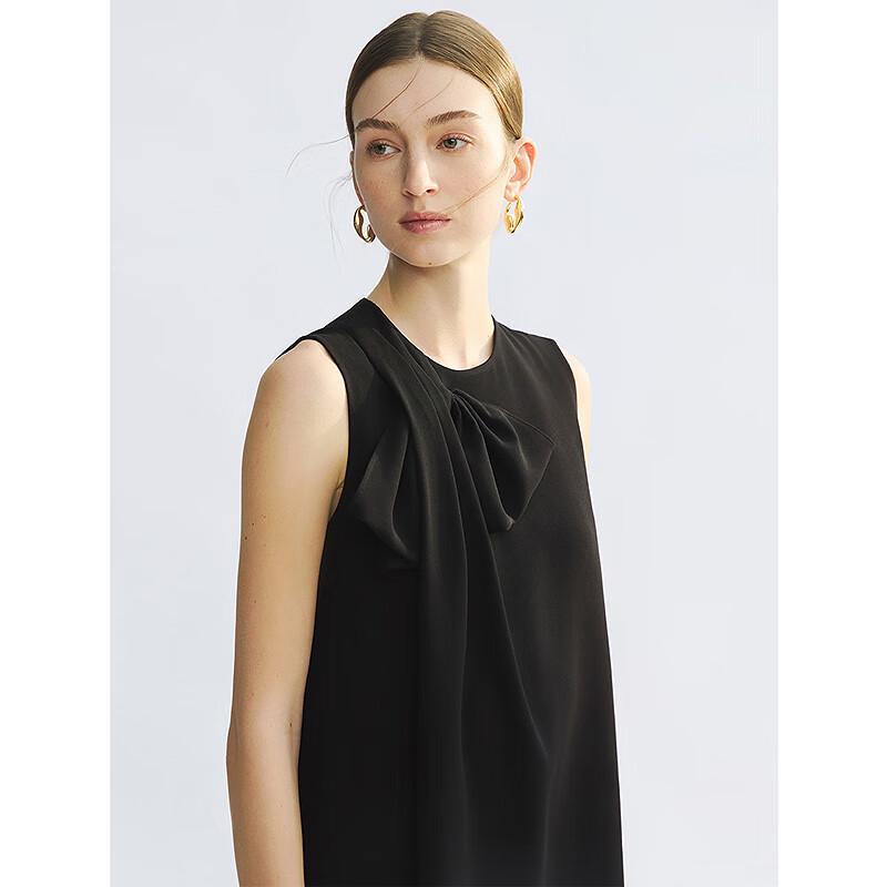 LANGZI Diacetate Bow A-Line Mini Dress