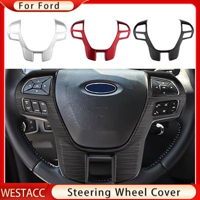Car Steering Wheel Panel Cover Sticker for Ford Ranger Everest Endeavour 2015- Steering Wheel Trim Frame
