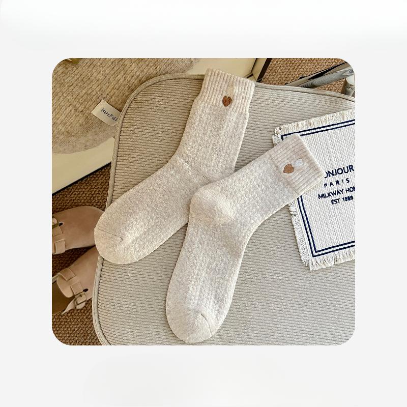 Female Autumn and Winter New Style Add Velvet Thickened Warm Deodorant Home Tube Socks