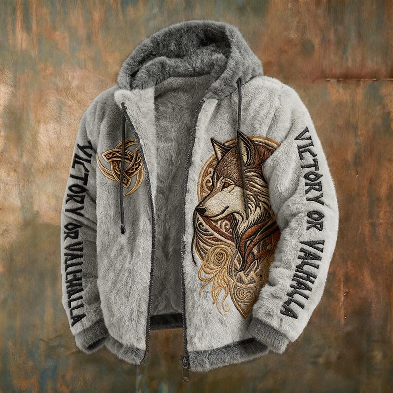 Men's 3D Print Flannel Hooded Zipper Cardigan: Winter Warm Fashion Sweatshirt