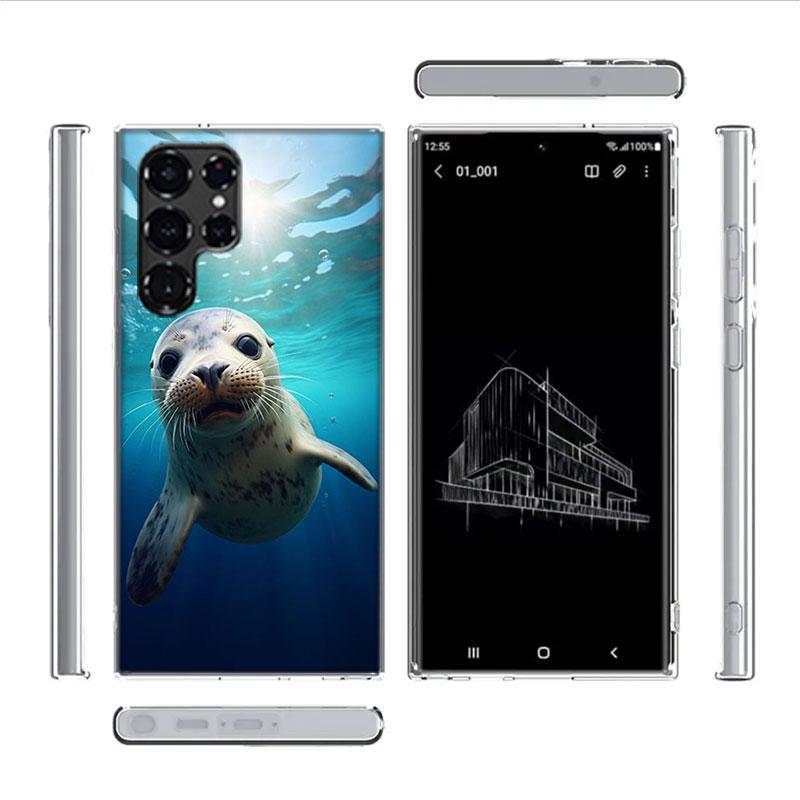 Seal Alert Capa Phone Case For Samsung S26 Ultra S25 Edge Galaxy S23 S21 S20 S24 FE S22 S10 Plus Cover Clear TPU Shell Coque Wit