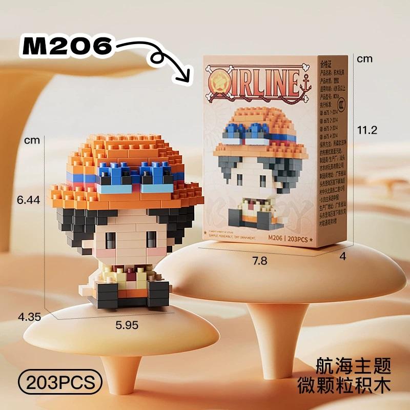New ONE PIECE Sun God Nika Luffy Micro Building Block Chopper Ace Buggy 3D Anime Model Assembly Mini Bricks Figure Toys For Gift