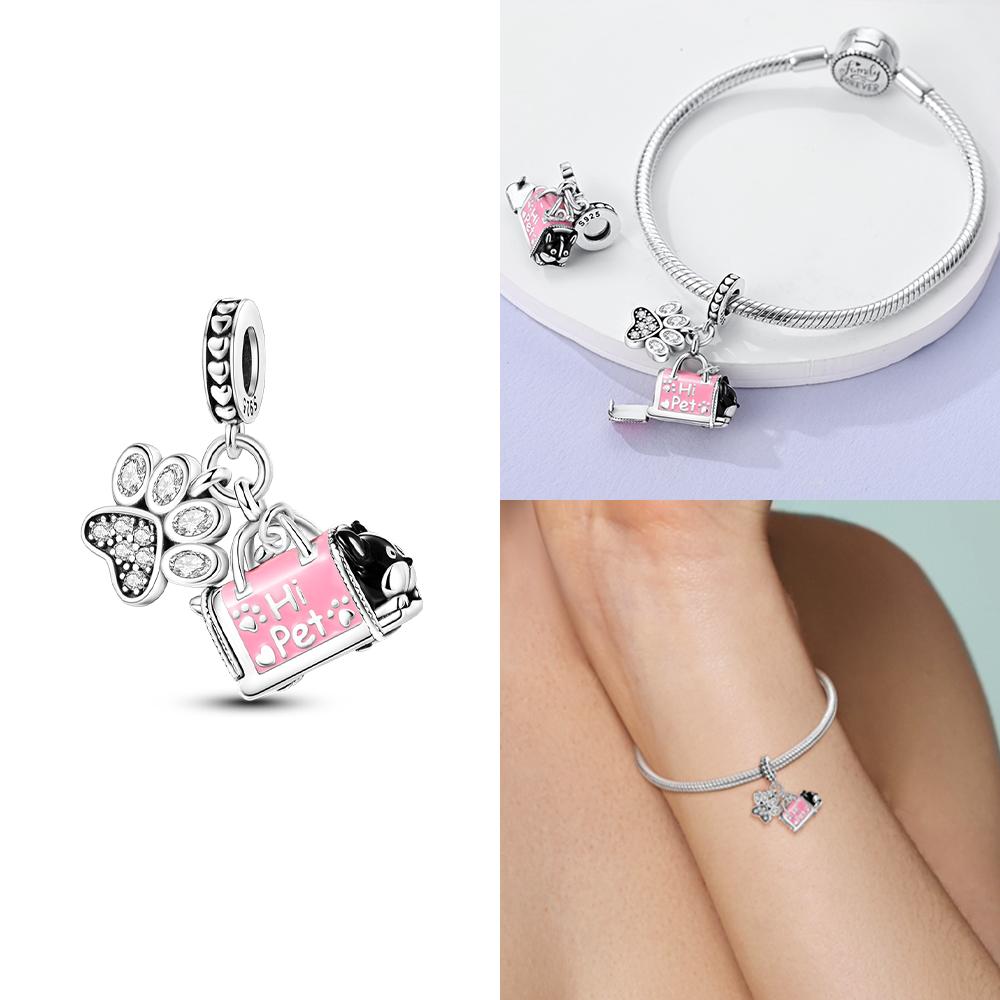 Original Rosa Serie Berlocker Koppar Parfym Fjäril Pärlor Hänge Hängande Passar Armband Berlockarmband Diy Dam Smycken Gåva