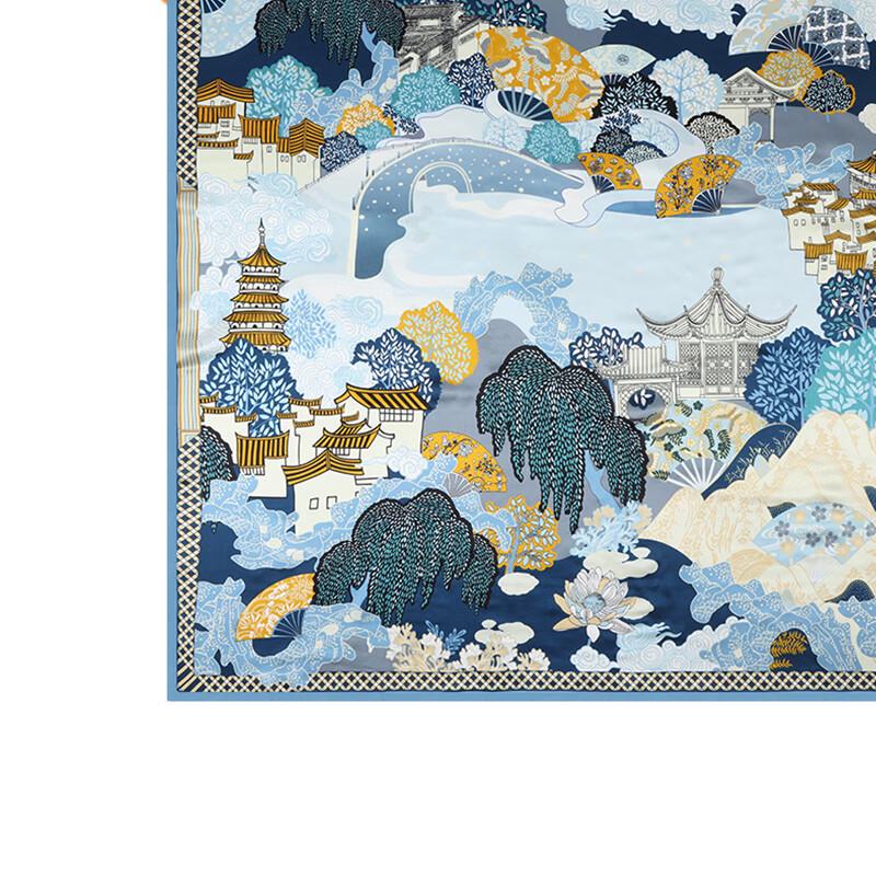 A-S037 Dream 90 Jiangnan Spring Scenery Silk Scarf