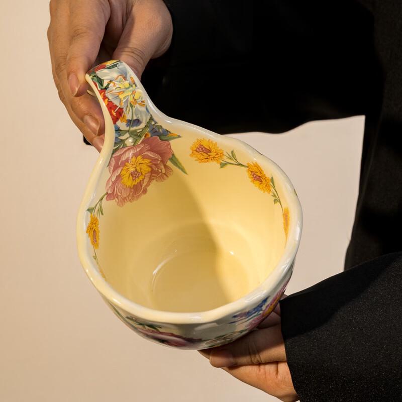 OLOEY Luxury Floral Ceramic Mug with Long Spoon
