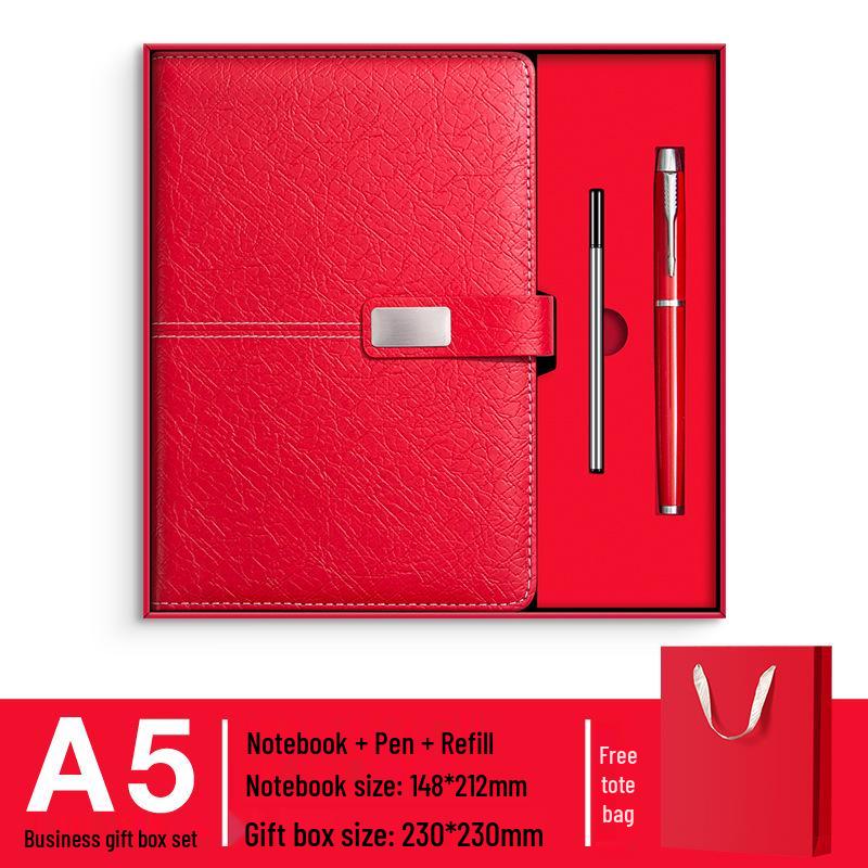 A5 Premium Geschenkset: Personalisierter Geschäftsnotizblock/Besprechungsprotokollant mit individuellem Logo.