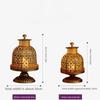 Vintage Iron Candle Holder Decor Tabletop Copper Lantern with Electronic Candle for Dining Room Thai Spa Retro Home Decor