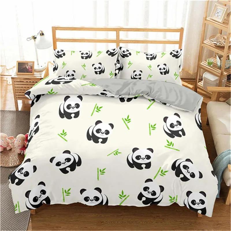 Cute Cartoon Panda Duvet Cover Twin Queen For Boys Girls Teen Soft Animal Theme Panda Bedding Set With Pillowcases Bedroom Decor