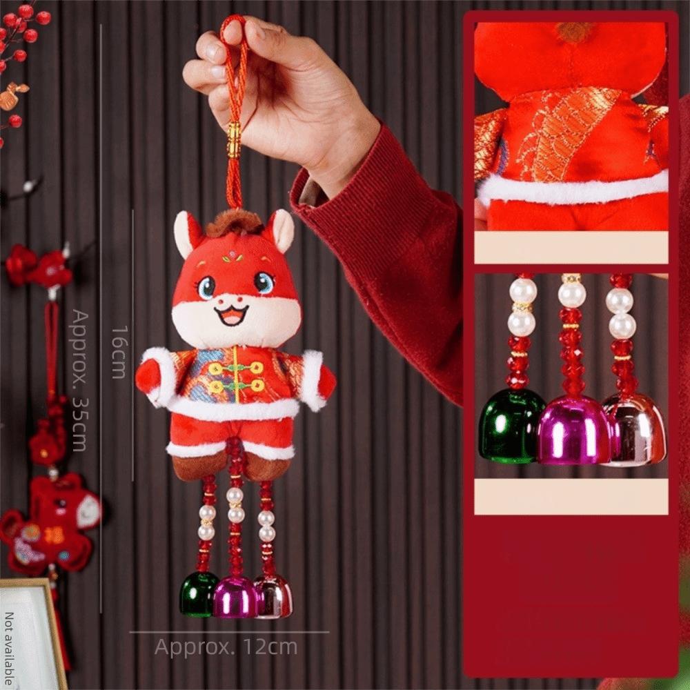Cartoon Embroidery Horse Pendant Lucky Charm Pony New Year Ornament Wind Chime Year of Horse