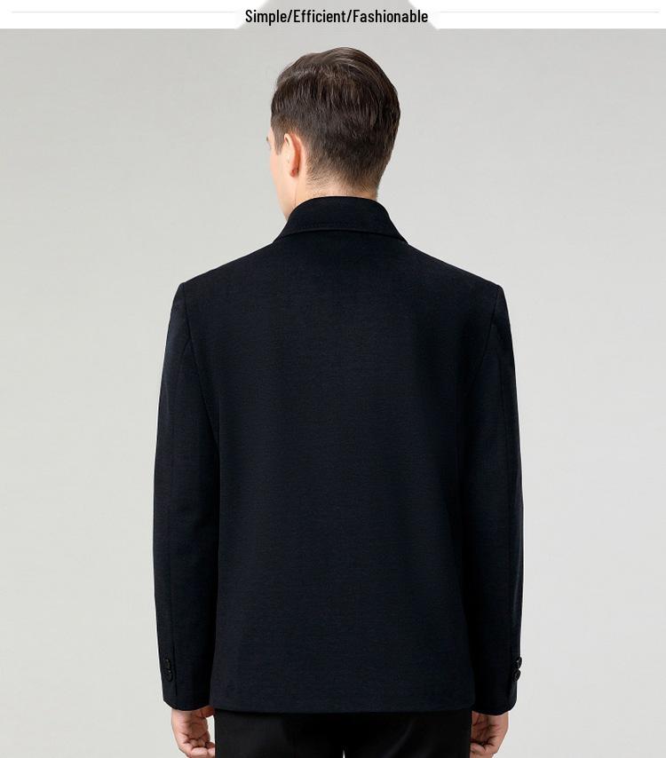 Men's Middle-Aged Autumn/Winter Thick Wool Business Casual Jacket - Plus Size Dad's Outerwear
