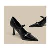 Fashion New Women's Fashion Silver Buckle Slingback High Heels Pointed Thin Heels Leather Shoes for Woman Elegant Party Mary Janes Pumps