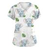 Women's Fashion Short Sleeve Cute Animal Printed V-Neck Pocket Workwear Tops