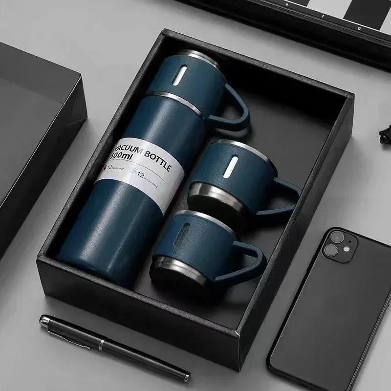 500ML 304 Stainless Steel Vacuum Insulated Bottle Gift Set Coffee Mug Business Style Insulated Water Bottle for Tea Coffee Drink
