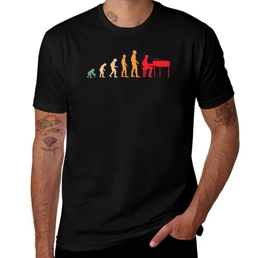 Funny Piano Quote Piano Evolution Tshirt Plus Size Workout Short Sleeve Top