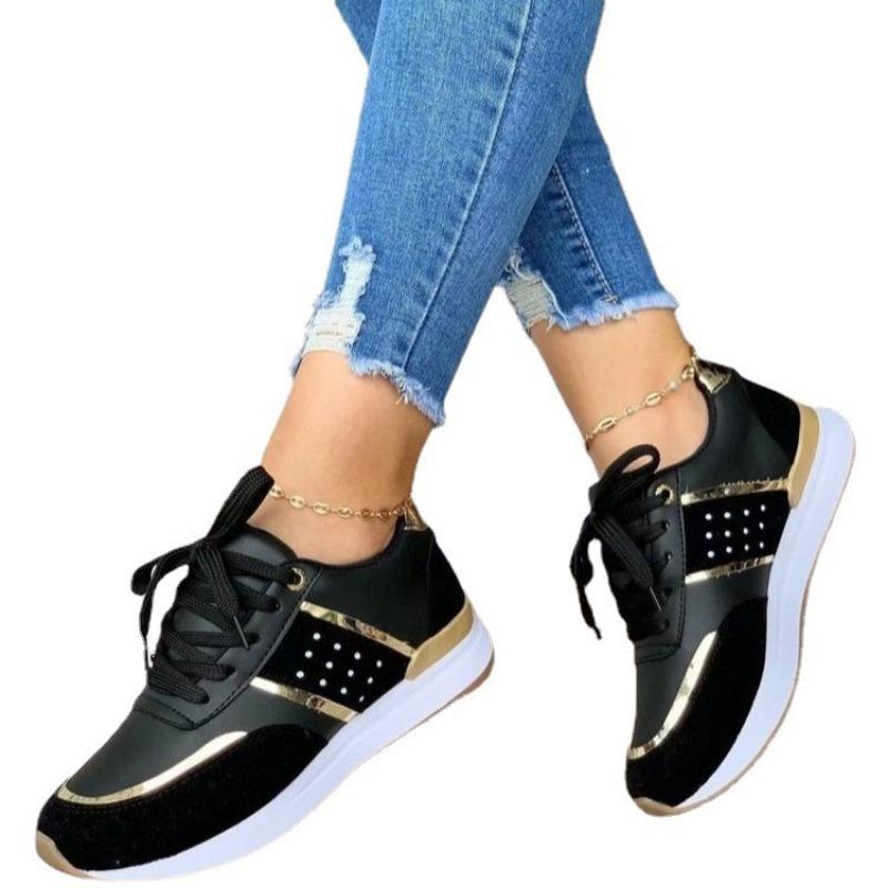 Sports and leisure flat-bottomed single shoes, new wind large size thick-soled color matching round head lace-up-3 size