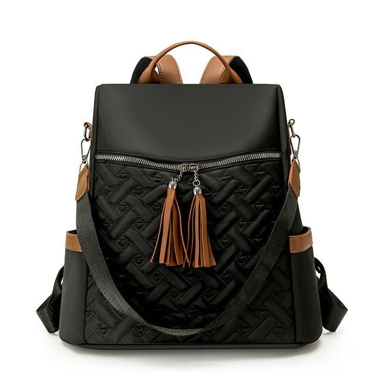 Двухлямочный рюкзак, женский рюкзак, большой вместимости, водостойкий дорожный рюкзак One size чёрный