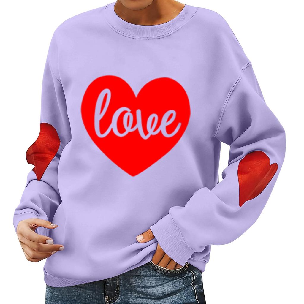 Damen Valentinstag Bedruckter Lässiger Langarm Sport-Hoodie Top