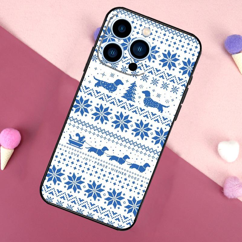Dachshunds Christmas Sweater Pattern Phone Case For iPhone 16 15 13 12 11 14 Pro Max Mini X XR XS 14 Plus Cover