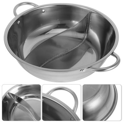 Stainless Steel Mandarin Duck Pot Divided Hot Kitchen Cooking Pan Dispenser Double Handle Hotpot Divider Chinese with Stock