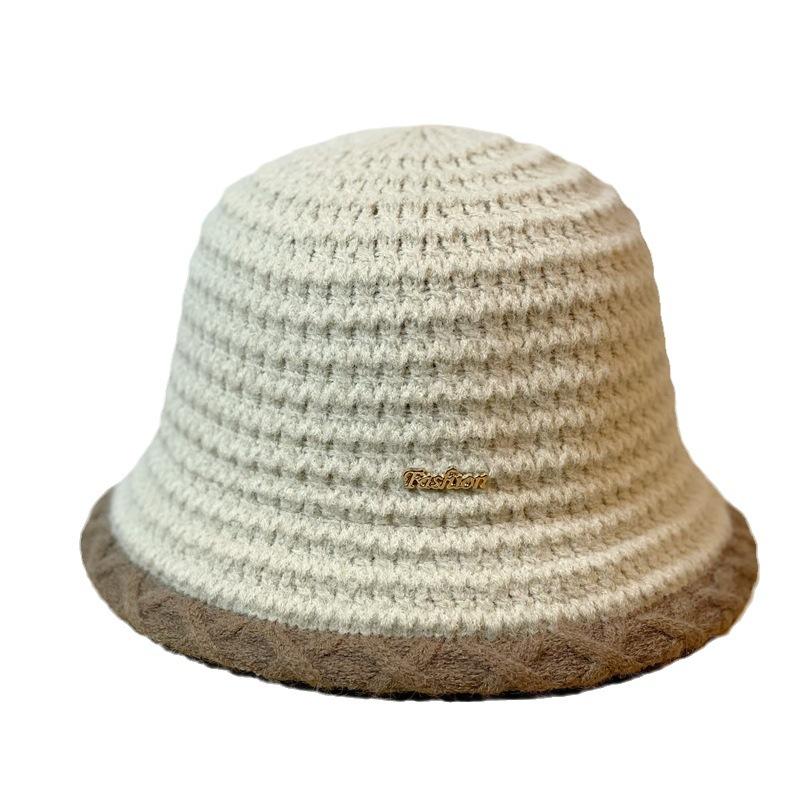 Autumn and Winter Wool Basin Hat Women's Fashionable Warm Knitted Fisherman Hat Showing Face Small Korean Style Hat Bucket Hat To Keep Warm In Winter