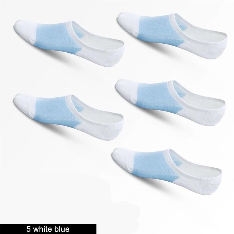 5 Pairs No Show Men Boat Socks Summer Non-Slip Silicone Invisible Cotton Socks Breathable Male Ankle Socks Slippers