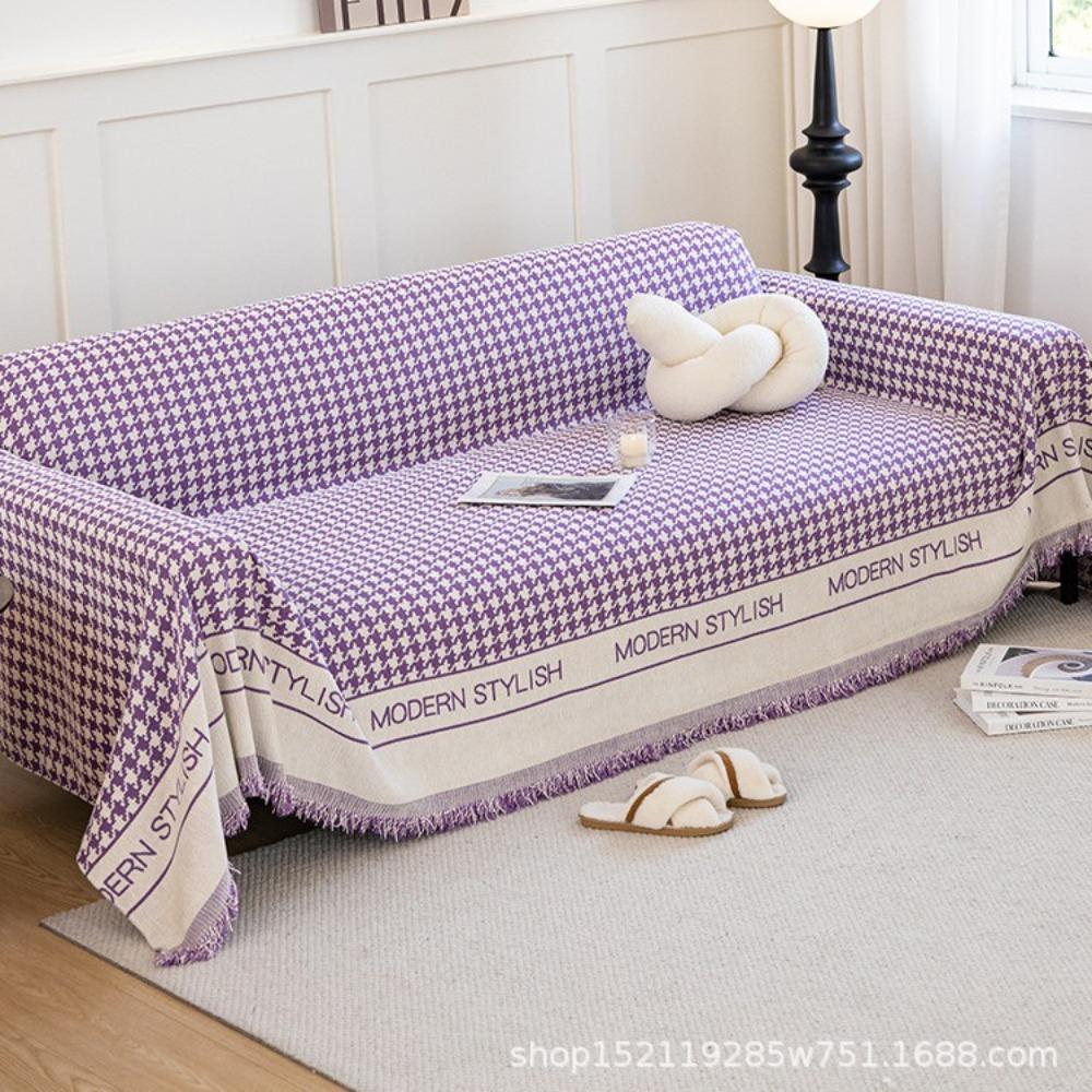 

Nordic chenille sofa cushion fabric four-season universal seat cushion non-slip simple modern sofa towel thousand bird grid cover towel 180*130cm