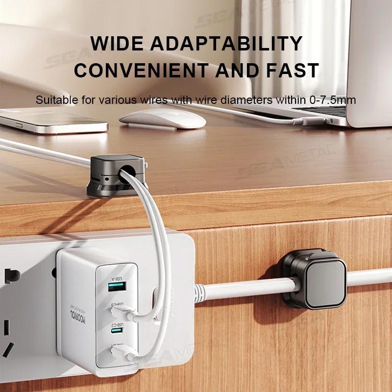 1/6/12Pcs Magnetic Cable Clips Adjustable Cord Holder Adhesive Under Desk Mgmt Organizer for Office Car Wall Desktop Nightstand
