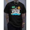 Men'S Short-Sleeve Tee Featuring a Love Letter Print, Designed for Comfort And Casual Wear, with an Elastic Neckline, Perfect for Outdoor Activities
