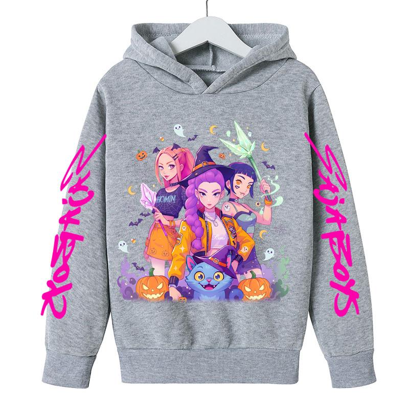 Movie New Kids K-Pop Demon Hunters Hooded Tops Toddler Girl Clothes KPop Demon Hunters Hoodie Girls Fashion Casual Sweatshirt