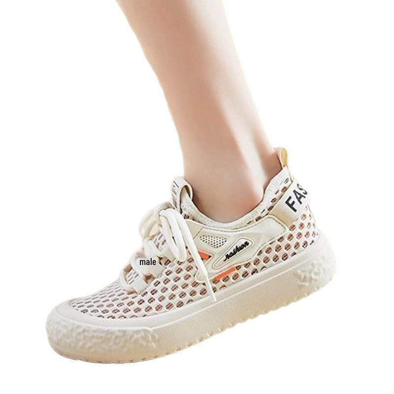 Trendy Women's Breathable Mesh Sneakers: Summer Casual Korean Style, Versatile and Lightweight with Soft Sole and Hollow Design.
