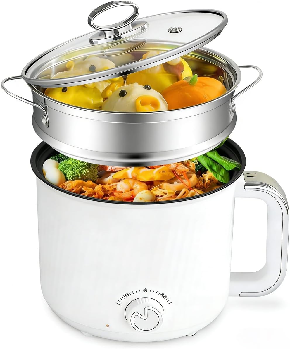 

Cooker Multicooker: Non-Stick Hot Pot for Instant Noodles Pasta Oatmeal Stews Soup Shabu-Shabu and Egg Dorm United States