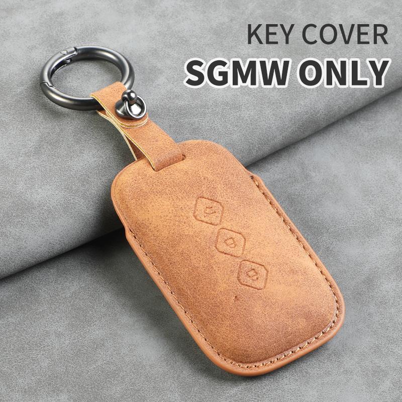 Sheepskin 3 Button Car Key Case Cover Shell for SGMW Wuling Hongguang S for Baojun 510 730 360 560 RS-5 530 630 Car Keychain