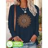 Women's 100% Cotton Long Sleeve T-Shirt Dragonfly Print round Neck Casual Fashion Top for Spring And Autumn