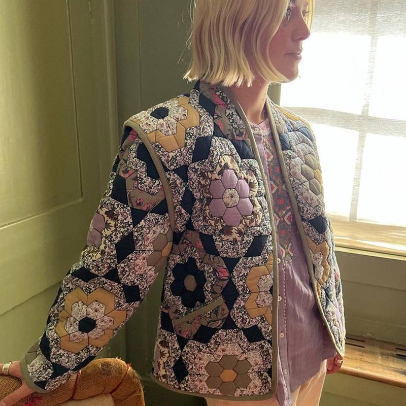 Двусторонняя свободная хлопковая куртка с принтом — фото 9