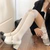 Stockings Woman Thick Knit Solid Color Lace Leg Warmers Thigh High Socks Autumn and Winter Sweet Long Black Socks for Women