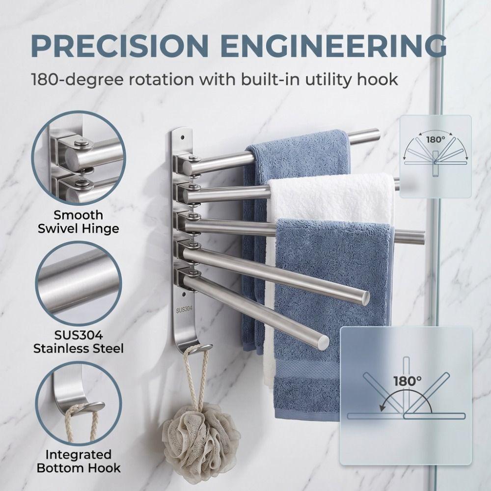 Swivel Out Towel Racks Stainless Steel Towel Holder Organizer Towel Bar Home Bathroom Kitchen