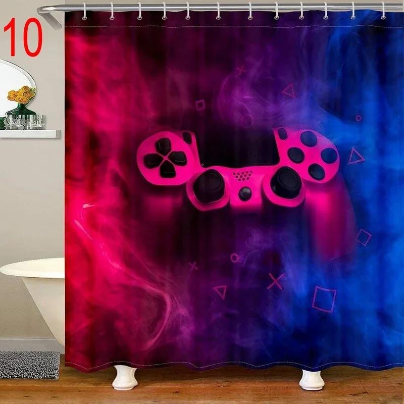 Funny Gamer Shower Curtain Classic Video Gaming Device Modern Cloth Polyester Fabric Waterproof Bathroom Decor with 12 Hooks