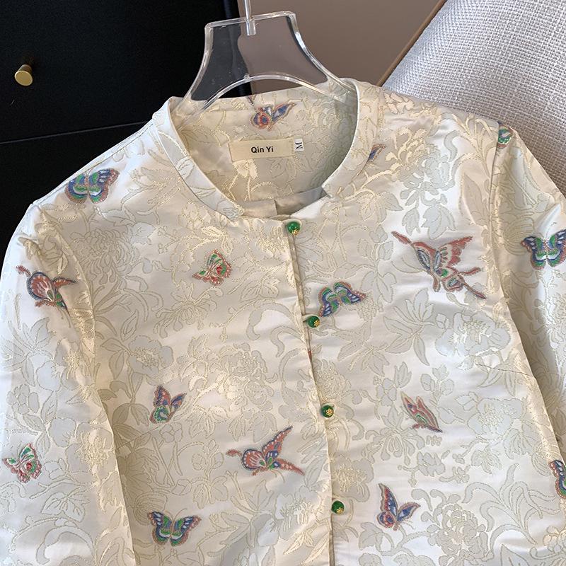 Spring & Autumn Women's Tang Suit Cardigan with Pan Buckle & Embroidery